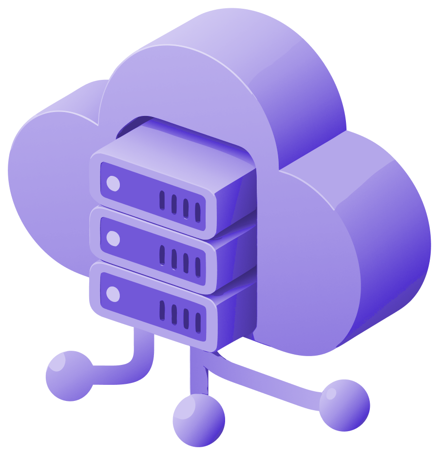 Illustration of a cloud with a server rack